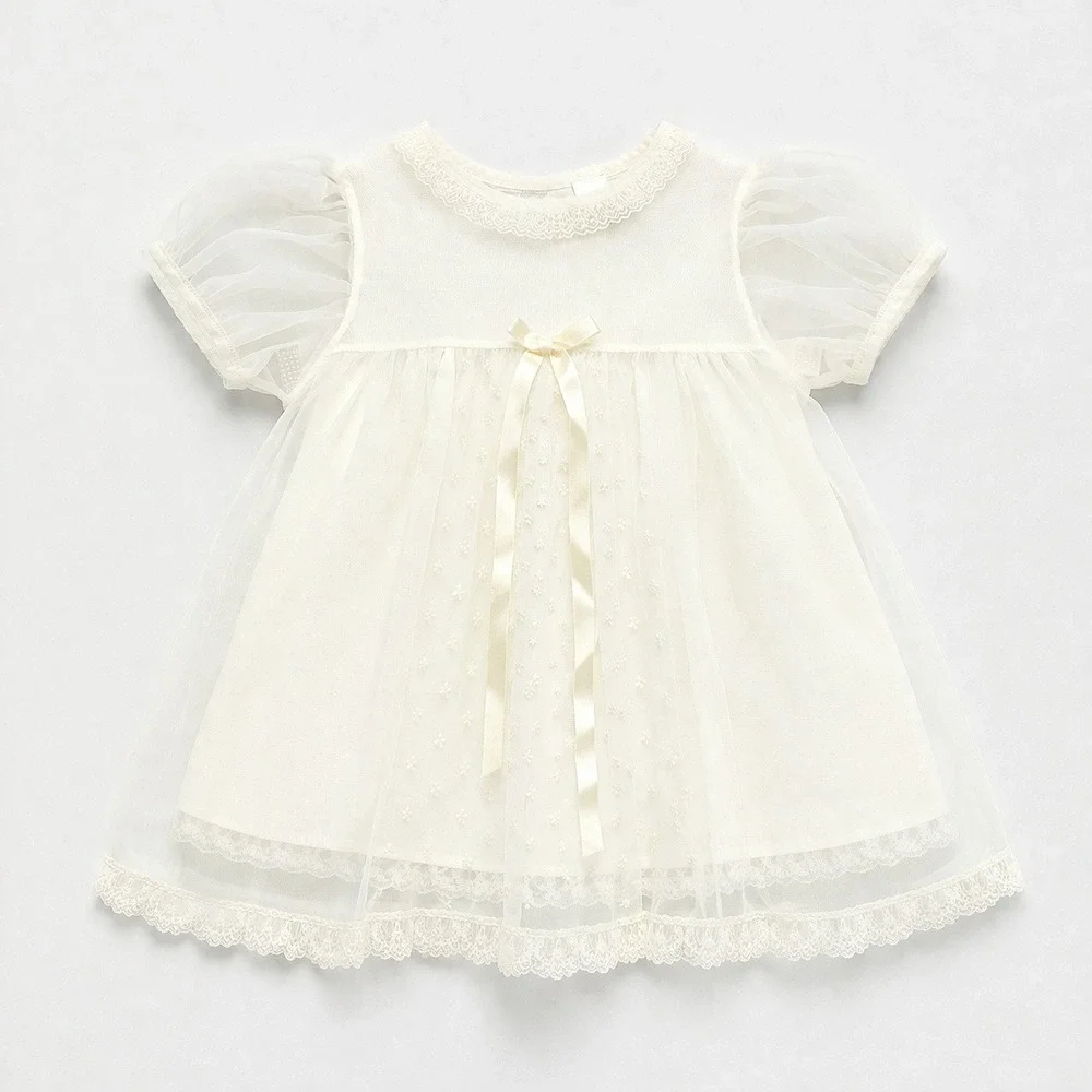 Vintage Kids White Sleeveless Under Dress‎ Slip Top with Lace Trim Hem